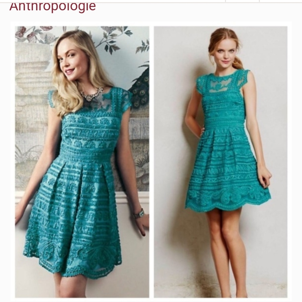 Yoana Baraschi teal Anthropologie dress